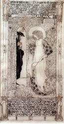 Ociosidad, de "El romanticismo de la rosa" de Chaucer (c.1342-1400) (tinta y pintura dorada sobre vitela)