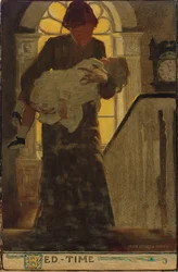Bed-Time, c.1902 (carboncillo, acuarela y óleo sobre tabla)