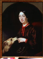 ""Retrato de la cantante y compositora Pauline Viardot (1821-1910)"" Pintura de Eugene Pluchart (1809-1880) hacia 1853 Museo Tropinine (Tropinin), Moscú