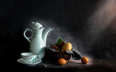 Naturaleza muerta de un desayuno rústico