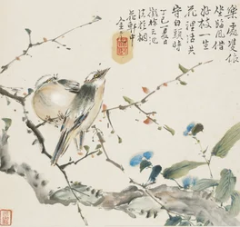 Un par de pájaros Bulbul chinos, 1857