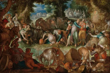 Moisés golpeando la roca, 1624