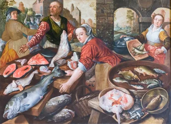 Plaza del mercado, Joachim Beuckelaer (óleo sobre lienzo)