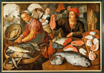 Pescadería (óleo sobre madera)