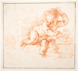Putti recogiendo frutas