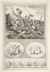 Mitad superior: Nereids Sporting Mitad inferior: Dos Relieves y Seis Monedas