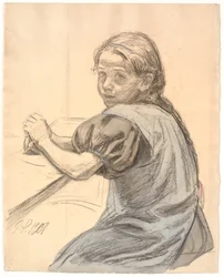 Georgia Skovgaard sentada en una mesa