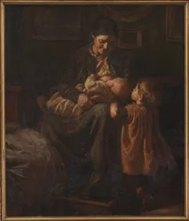 La esposa del artista con dos niños
