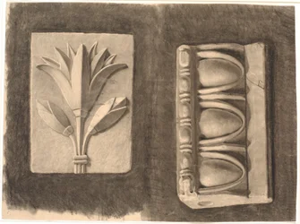 Dibujo después de yeso. Dos fragmentos ornamentales