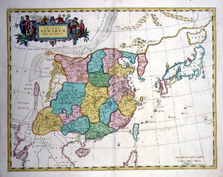 Japón, China y Corea como una península, c.1700 (grabado en color)
