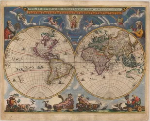 Mapa del mundo. Hemisferio doble. 1662-64