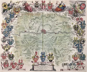 Mapa de Frankfurt y el área circundante, de 
