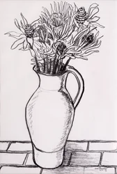 Jarra marrón con flores secas, 2000