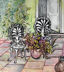 Sillas en la Terraza, con macetas