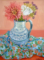 Dalias, rosas y margaritas de Michaelmas, 2000