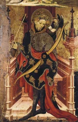 San Sebastián y Crucifixión. c.1417-25 (temple sobre madera)