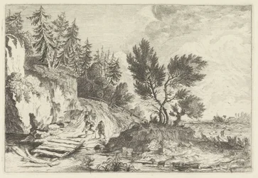 Dos caminantes en un puente