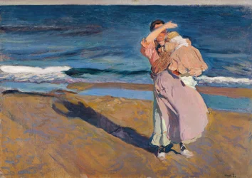 Pescadora con su hijo