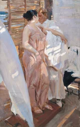 La bata rosa. Después del baño