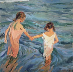 Niños en el mar