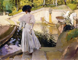 María mirando los peces, Granja, 1907