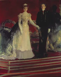 Retrato del rey Alfonso XIII de España y de su madre, la reina María Cristina