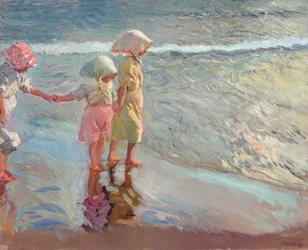 Las tres hermanas en la playa, 1908