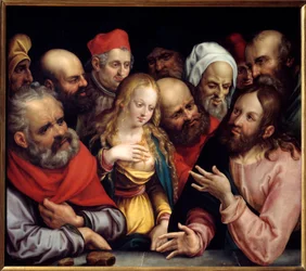 Cristo y la mujer adulta Pintura sobre cartón de Jobst Harrich (1580-1617) 1617 Sol. 0,73x0,84 m