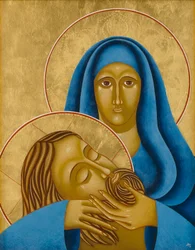 Piedad, 2004 (temple al huevo y oro de 24 quilates sobre madera)