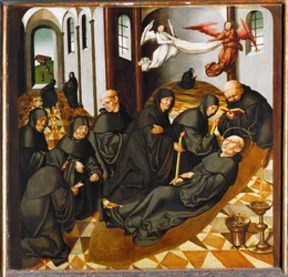 Muerte de San Bernardo de Claraval (temple sobre madera)