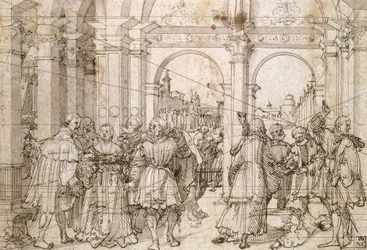 La historia de Lucrecia". Jorg Breu el Viejo (hacia 1475-1537) Pintor alemán. Pluma y tinta negra sobre papel.