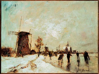Patinando en Holanda (pintura sobre lienzo)