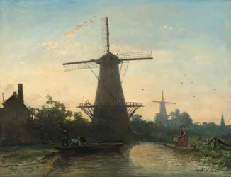 Molinos de viento cerca de Rotterdam