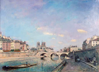 El Sena y Notre-Dame en París, 1864