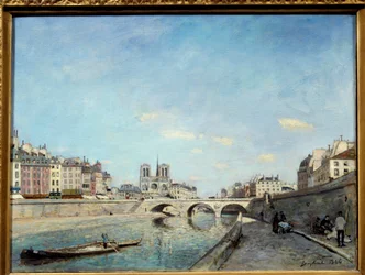 Vista de las orillas del Sena y la Catedral de Notre Dame de París