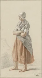 Chica de pie, a la izquierda