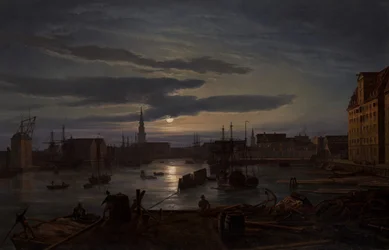 Puerto de Copenhague a la luz de la luna, 1846