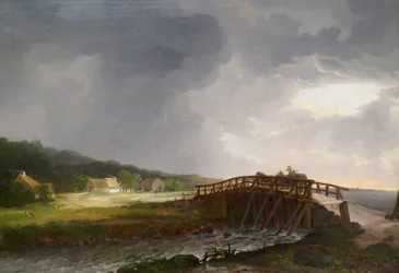 Danés: El puente sobre el río Tryggevælde con vistas a Køge El puente sobre el río Tryggevælde con vistas a Køge, Zelanda