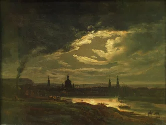 Vista nocturna de Dresde