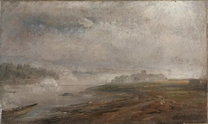El Elba en una mañana de niebla