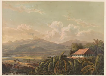 Vista de la finca y residencia Tjiptrap en Java 
