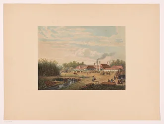 Fábrica de Pangka cerca de Tegal en Java Central Fábrica de azúcar Pangka; Residencia Tagal Java después de pinturas y dibujos de A. Salm (título de la serie)