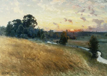 Un paisaje extenso al atardecer