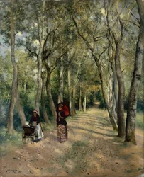 El paseo marítimo (óleo sobre tabla)