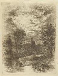 Paisaje con molino