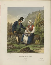 Ilustración del libro Udvalgte norske Nationaldragter de autor desconocido y publicado por Chr. Tønsberg (no, [1861])