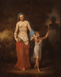 Cesarión señalando a su madre un busto de su padre
