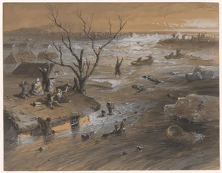 Rotura del dique en Brakel, 4 de enero de 1861 (título en el objeto)