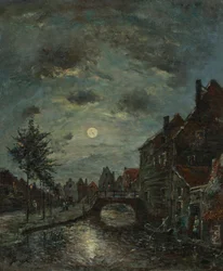 Un canal interior en Dordrecht, Claire de Lune.