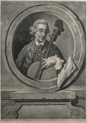 Retrato de un músico, posiblemente Franz Joseph Haydn, grabado por M.A. Picot